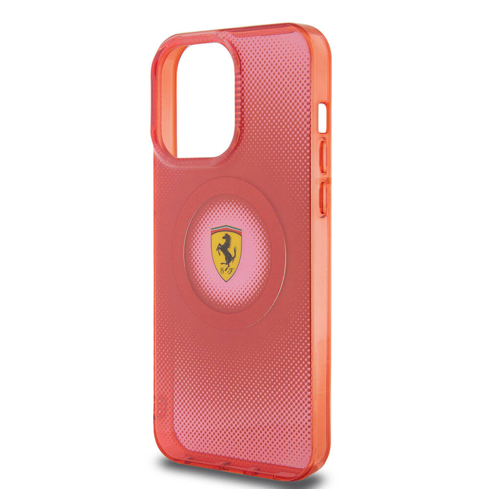 iPhone 15 Pro Max Kılıf Ferrari Orijinal Lisanslı M-safe Şarj Özellikli Parçalanan Noktalar Desenli Kılıf
