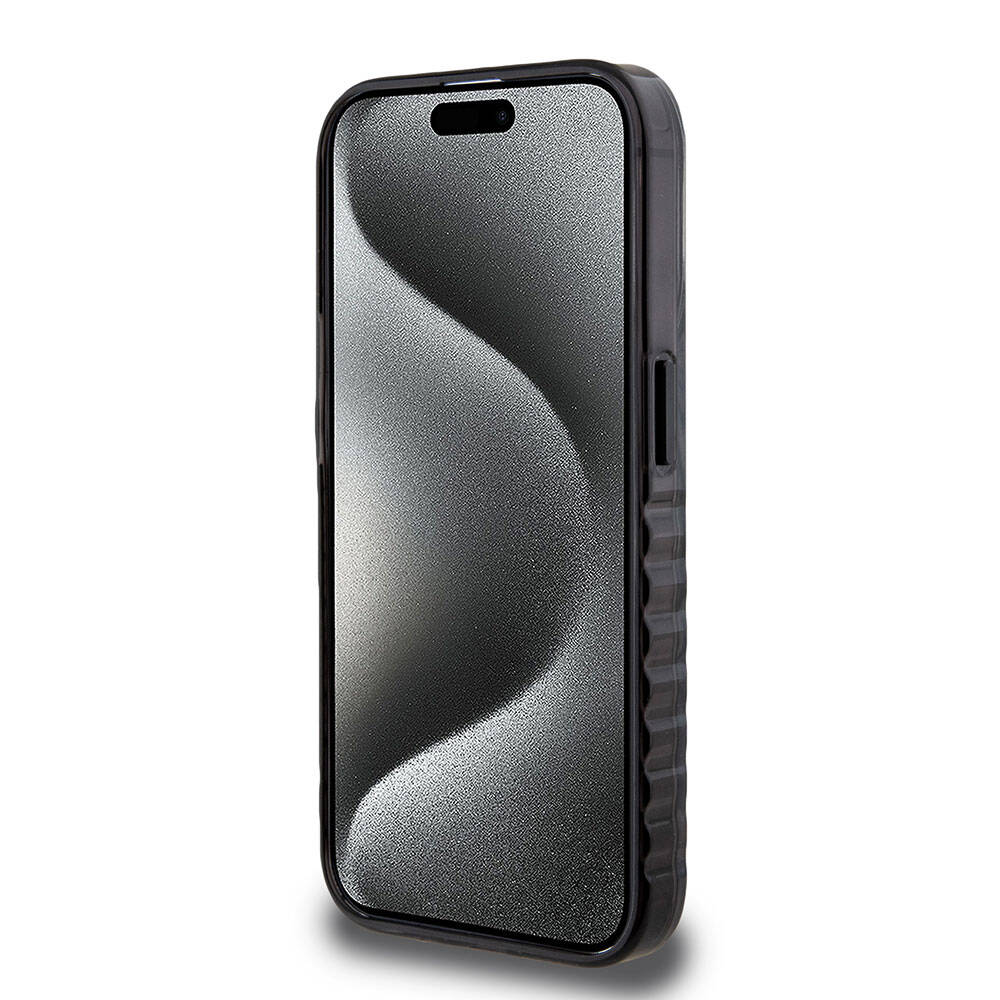 iPhone 15 Pro Max Kılıf Ferrari Orijinal Lisanslı M-safe Şarj Özellikli Tırtıklı Kenar Tasarımlı Ortalanmış Logo Kılıf