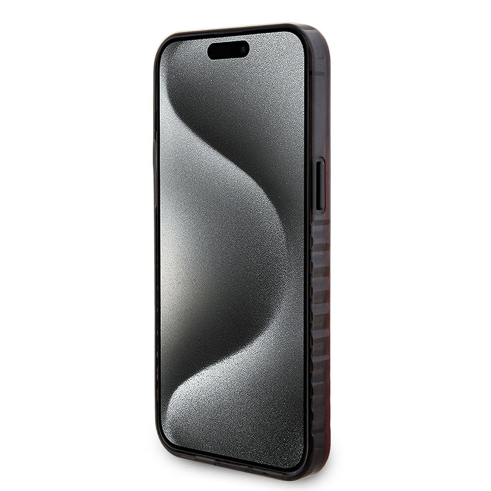 iPhone 15 Pro Max Kılıf Ferrari Orijinal Lisanslı M-safe Şarj Özellikli Tırtıklı Kenar Tasarımlı Ortalanmış Logo Kılıf