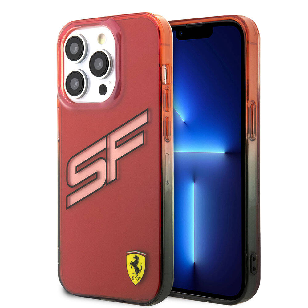 iPhone 15 Pro Max Kılıf Ferrari Orijinal Lisanslı Transparan SF Yazılı Kenarları Renk Geçişli Kılıf