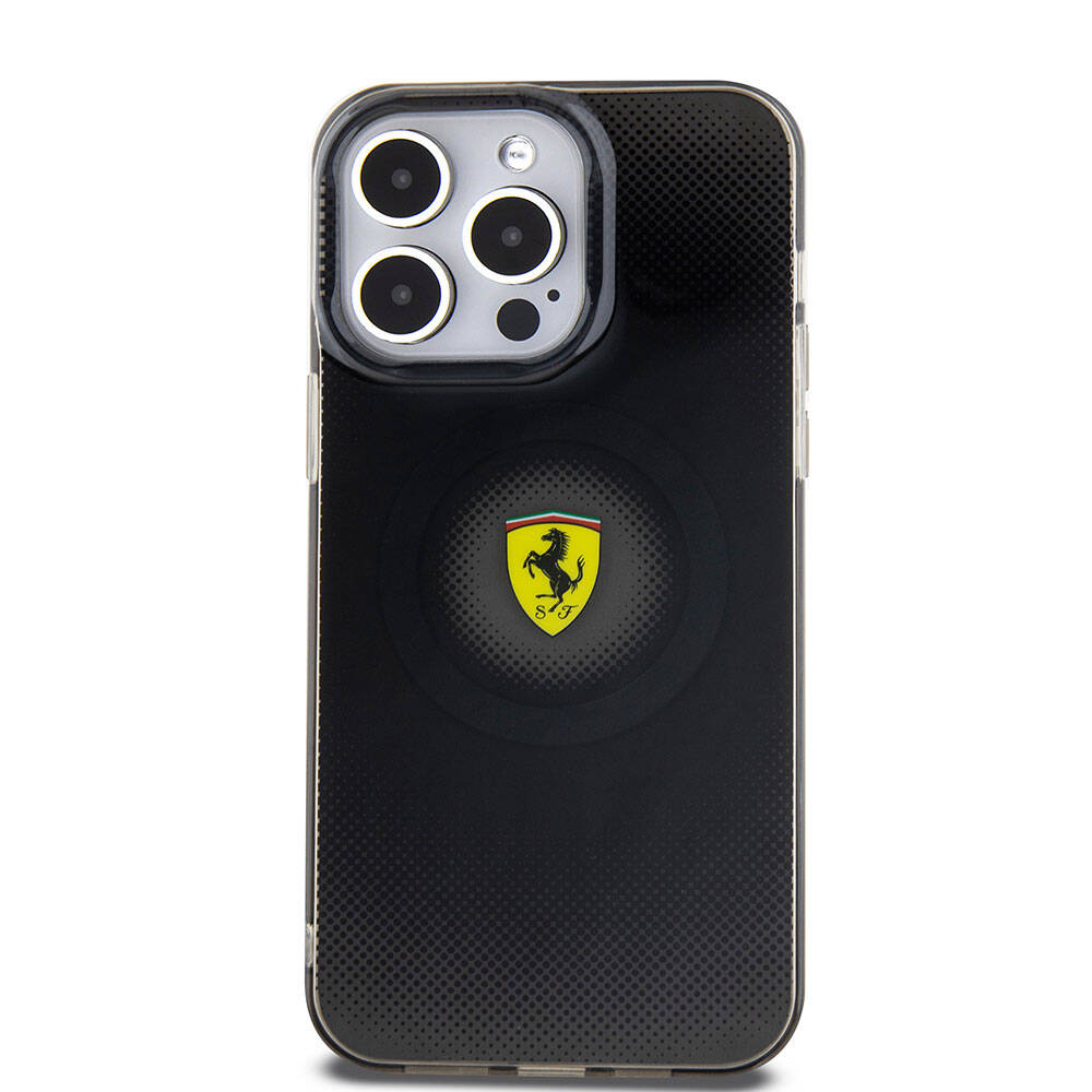 iPhone 15 Pro Max Kılıf Ferrari orijinal Lisanslı M-safe Şarj Özellikli Parçalanan Noktalar Desenli Kılıf