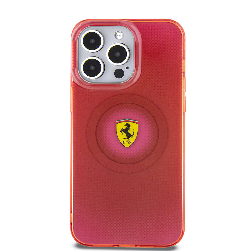 iPhone 15 Pro Max Kılıf Ferrari orijinal Lisanslı M-safe Şarj Özellikli Parçalanan Noktalar Desenli Kılıf