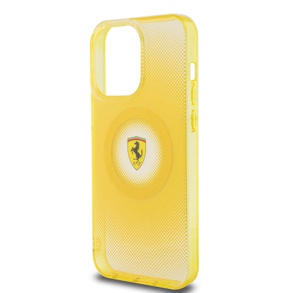 iPhone 15 Pro Max Kılıf Ferrari orijinal Lisanslı M-safe Şarj Özellikli Parçalanan Noktalar Desenli Kılıf