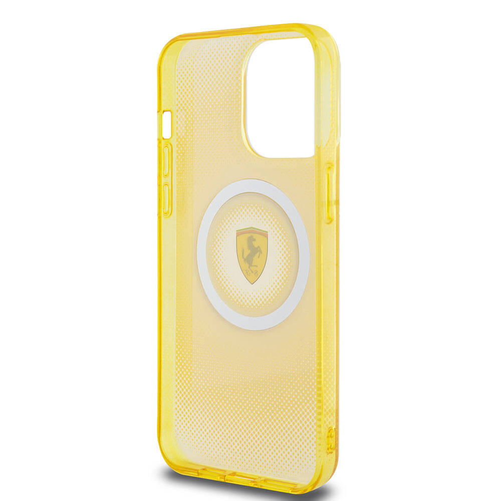 iPhone 15 Pro Max Kılıf Ferrari orijinal Lisanslı M-safe Şarj Özellikli Parçalanan Noktalar Desenli Kılıf