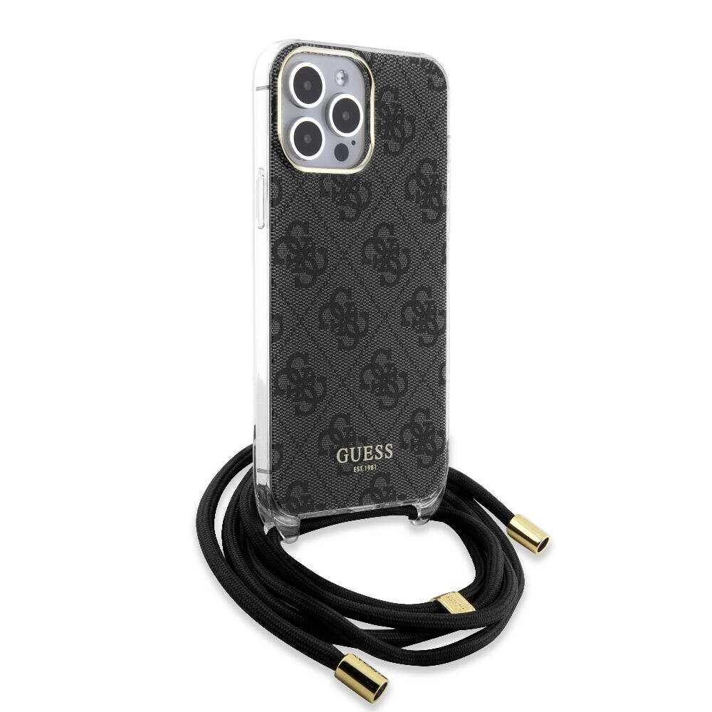 iPhone 15 Pro Max Kılıf Guess Orijinal Lisanslı Çapraz Kordon 4G Desenli Kılıf