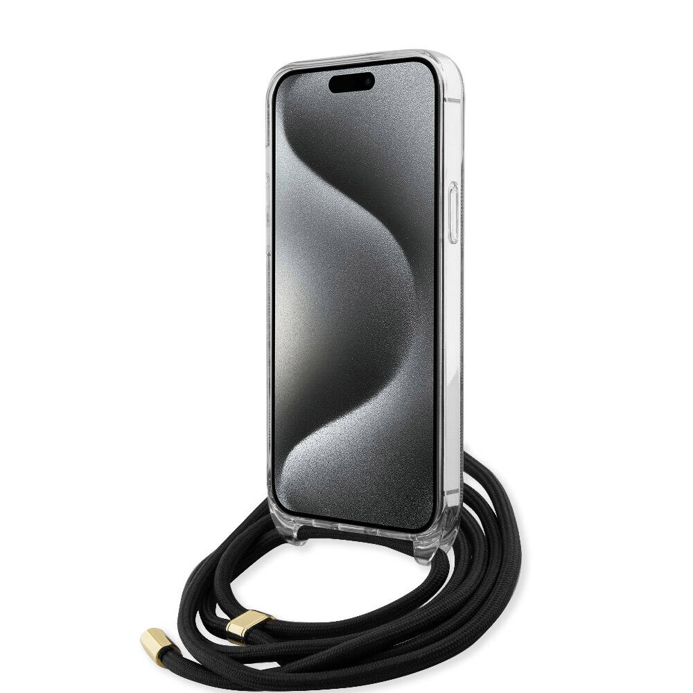 iPhone 15 Pro Max Kılıf Guess Orijinal Lisanslı Çapraz Kordon 4G Desenli Kılıf