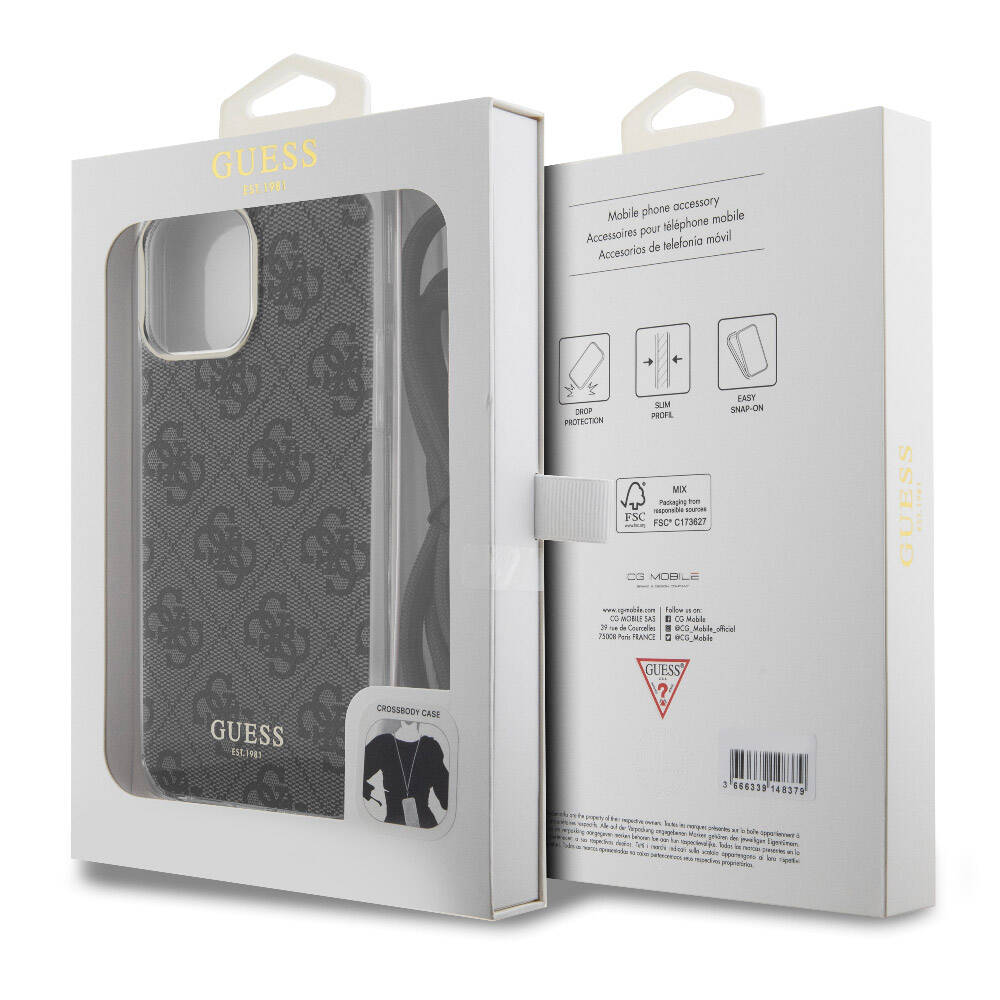 iPhone 15 Pro Max Kılıf Guess Orijinal Lisanslı Çapraz Kordon 4G Desenli Kılıf