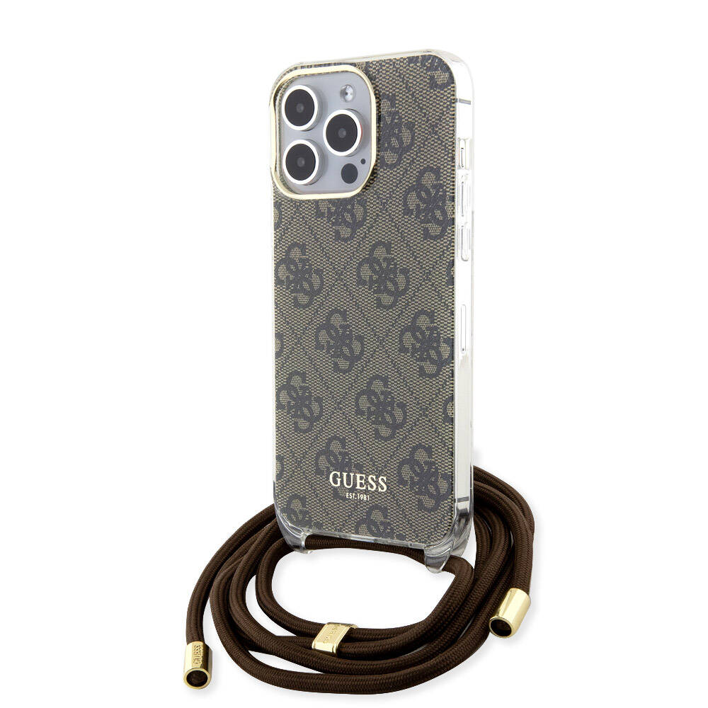iPhone 15 Pro Max Kılıf Guess Orijinal Lisanslı Çapraz Kordon 4G Desenli Kılıf