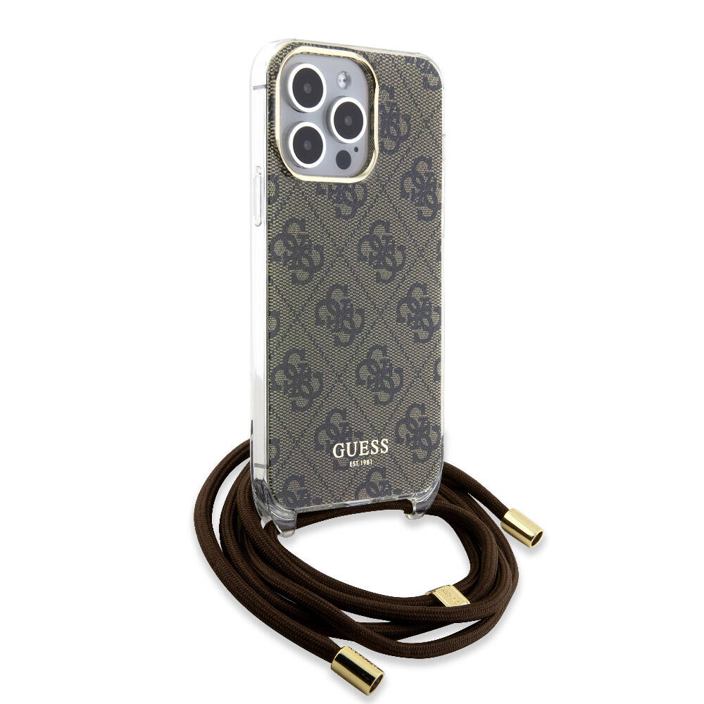 iPhone 15 Pro Max Kılıf Guess Orijinal Lisanslı Çapraz Kordon 4G Desenli Kılıf
