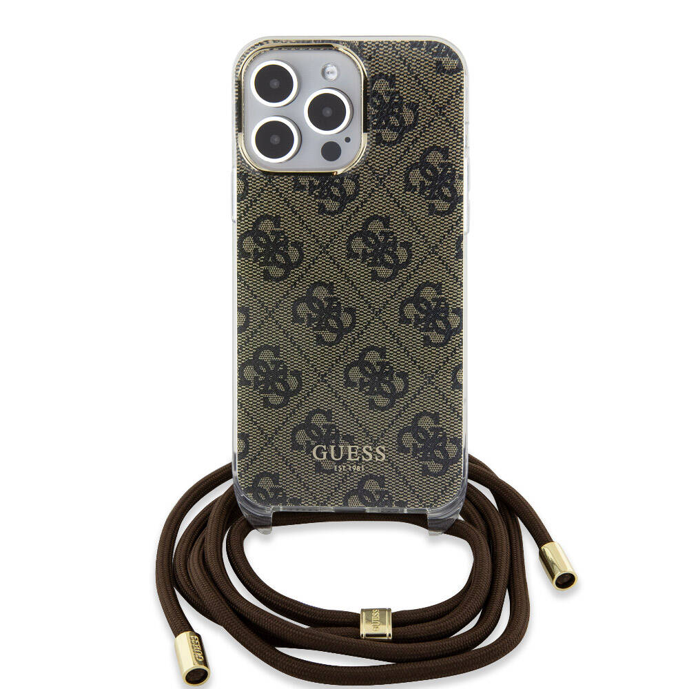 iPhone 15 Pro Max Kılıf Guess Orijinal Lisanslı Çapraz Kordon 4G Desenli Kılıf