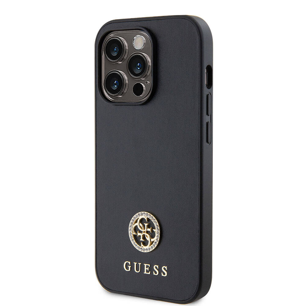 iPhone 15 Pro Max Kılıf Guess Orijinal Lisanslı Deri 4G Metal Logo Strass Kılıf