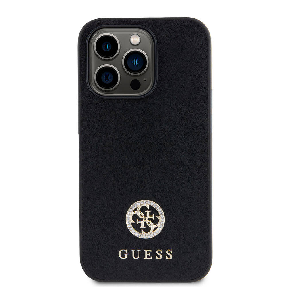 iPhone 15 Pro Max Kılıf Guess Orijinal Lisanslı Deri 4G Metal Logo Strass Kılıf
