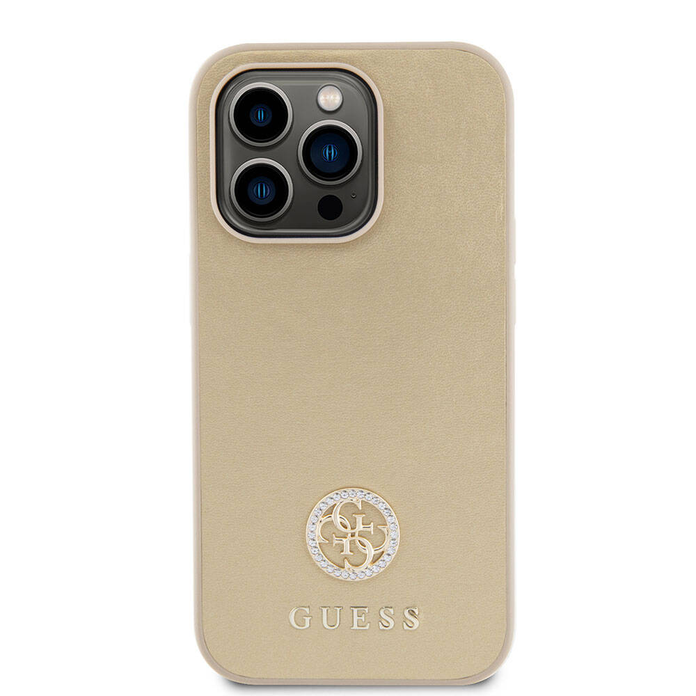 iPhone 15 Pro Max Kılıf Guess Orijinal Lisanslı Deri 4G Metal Logo Strass Kılıf