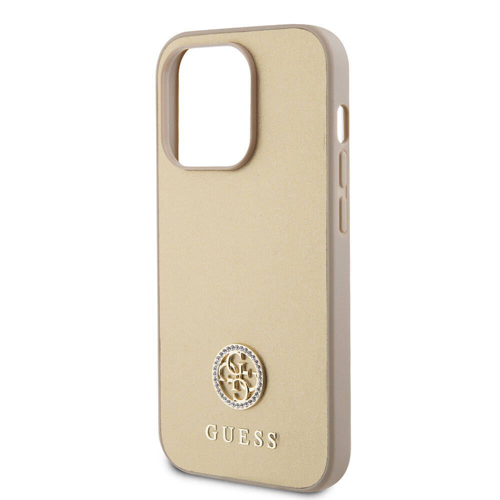 iPhone 15 Pro Max Kılıf Guess Orijinal Lisanslı Deri 4G Metal Logo Strass Kılıf