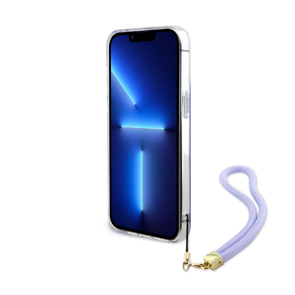 iPhone 15 Pro Max Kılıf Guess Orijinal Lisanslı Desenli Yazı Logolu Askı İpli Holografik Glitter Peony Kılıf