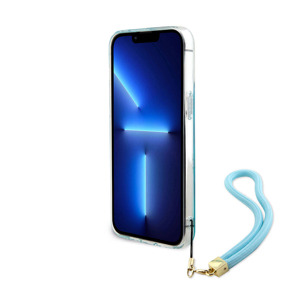 iPhone 15 Pro Max Kılıf Guess Orijinal Lisanslı Desenli Yazı Logolu Askı İpli Holografik Glitter Peony Kılıf