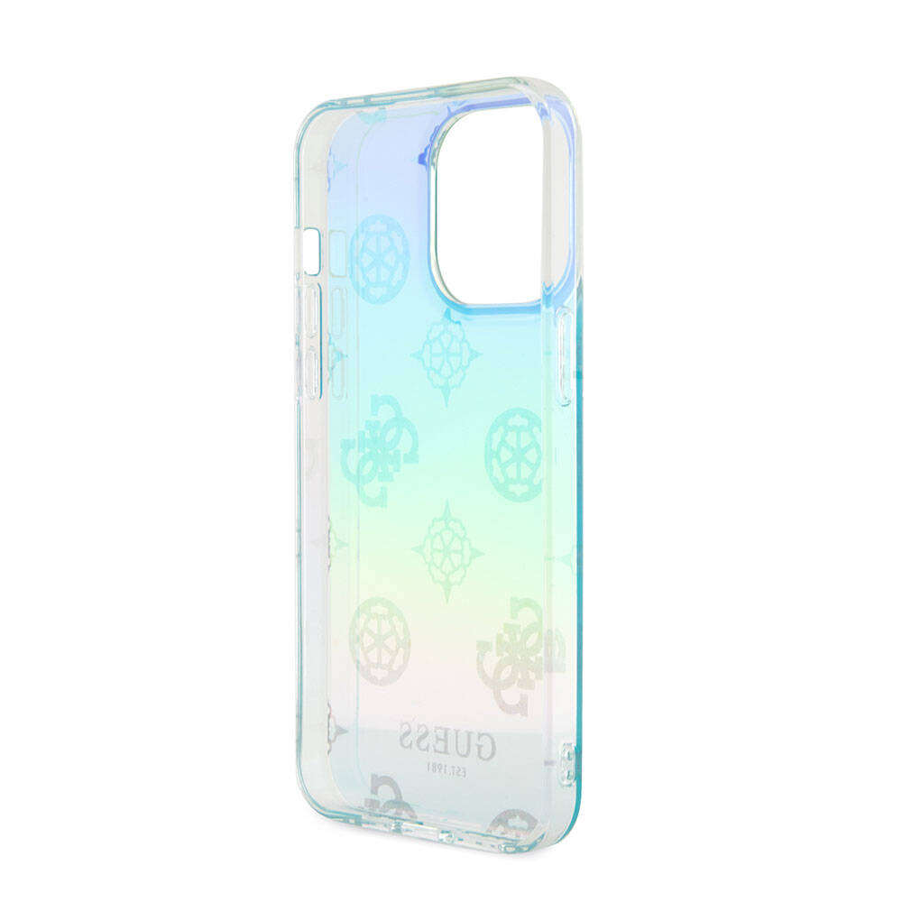 iPhone 15 Pro Max Kılıf Guess Orijinal Lisanslı Desenli Yazı Logolu Askı İpli Holografik Glitter Peony Kılıf