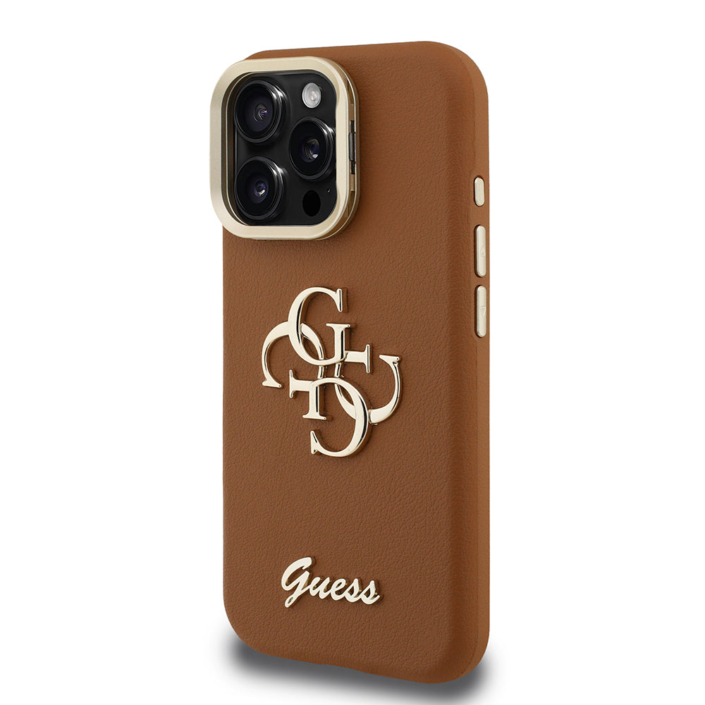iPhone 15 Pro Max Kılıf Guess Orijinal Lisanslı Grained Yazı Logolu Kamera Standlı Kılıf
