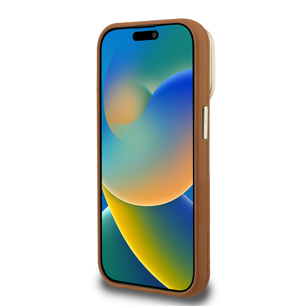 iPhone 15 Pro Max Kılıf Guess Orijinal Lisanslı Grained Yazı Logolu Kamera Standlı Kılıf