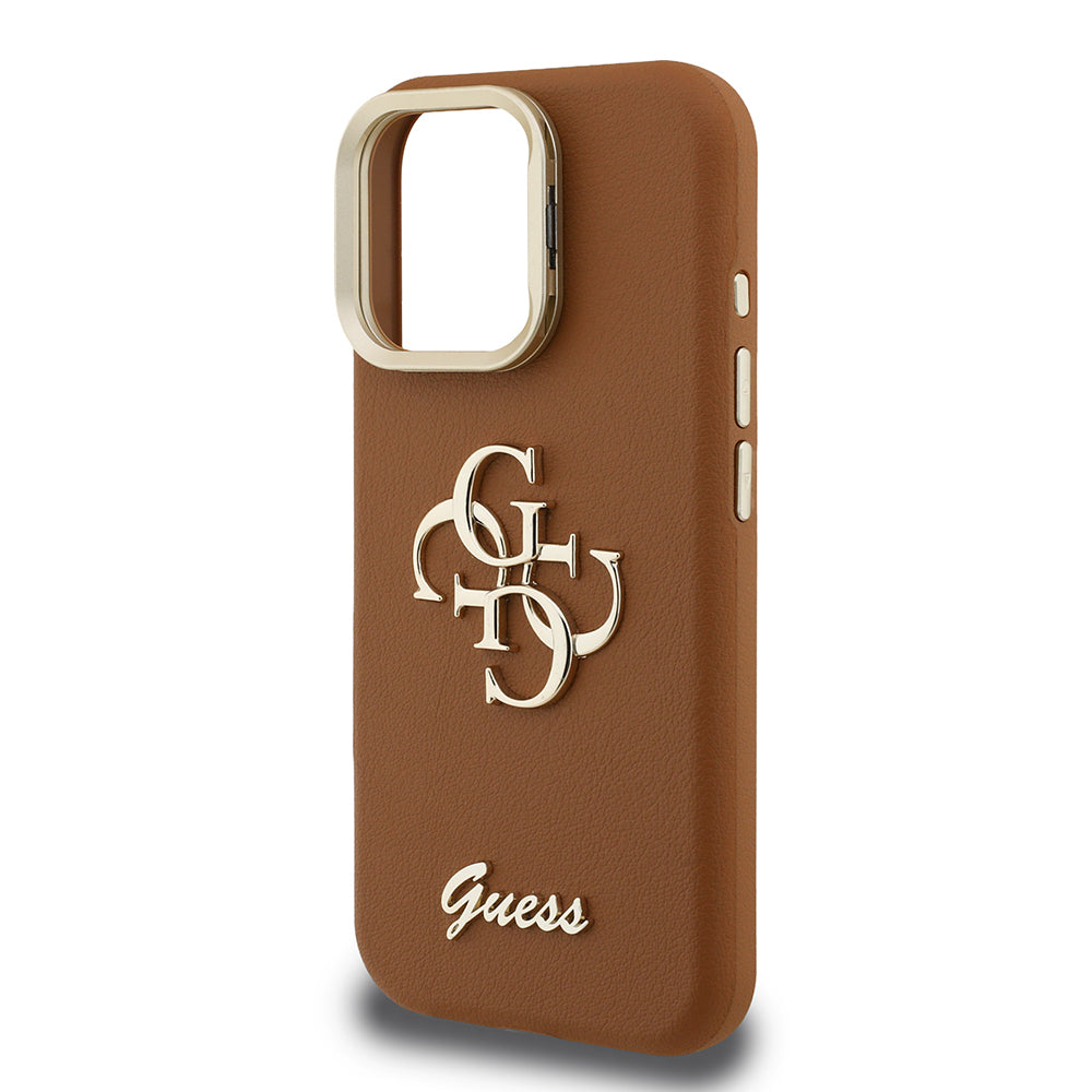 iPhone 15 Pro Max Kılıf Guess Orijinal Lisanslı Grained Yazı Logolu Kamera Standlı Kılıf