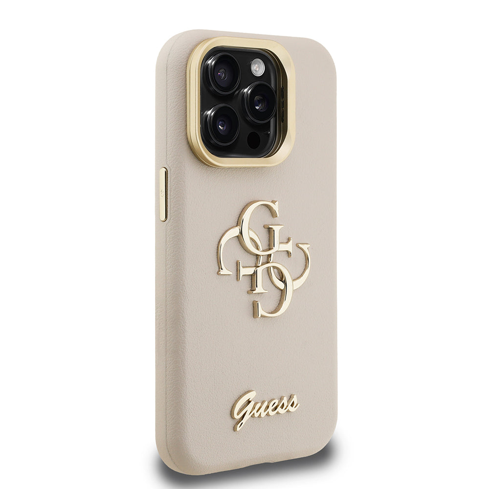 iPhone 15 Pro Max Kılıf Guess Orijinal Lisanslı Grained Yazı Logolu Kamera Standlı Kılıf