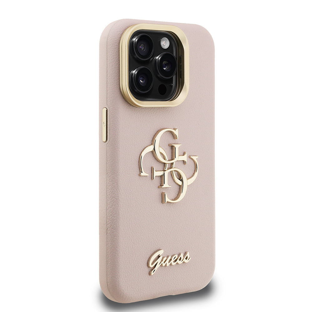 iPhone 15 Pro Max Kılıf Guess Orijinal Lisanslı Grained Yazı Logolu Kamera Standlı Kılıf
