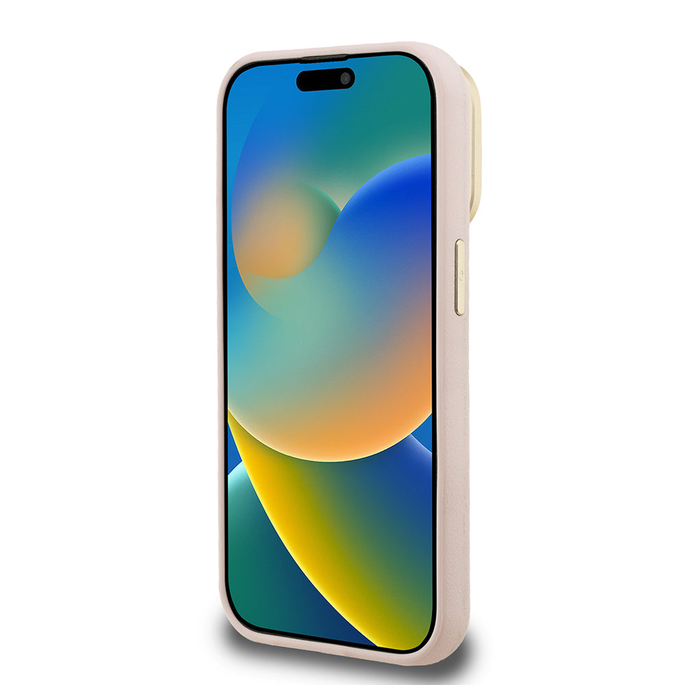 iPhone 15 Pro Max Kılıf Guess Orijinal Lisanslı Grained Yazı Logolu Kamera Standlı Kılıf