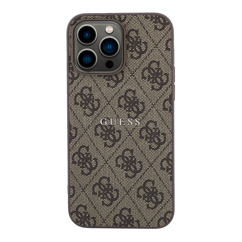 iPhone 15 Pro Max Kılıf Guess Orijinal Lisanslı M-safe Kabartmalı 4G Desenli Yazı Logolu Kılıf