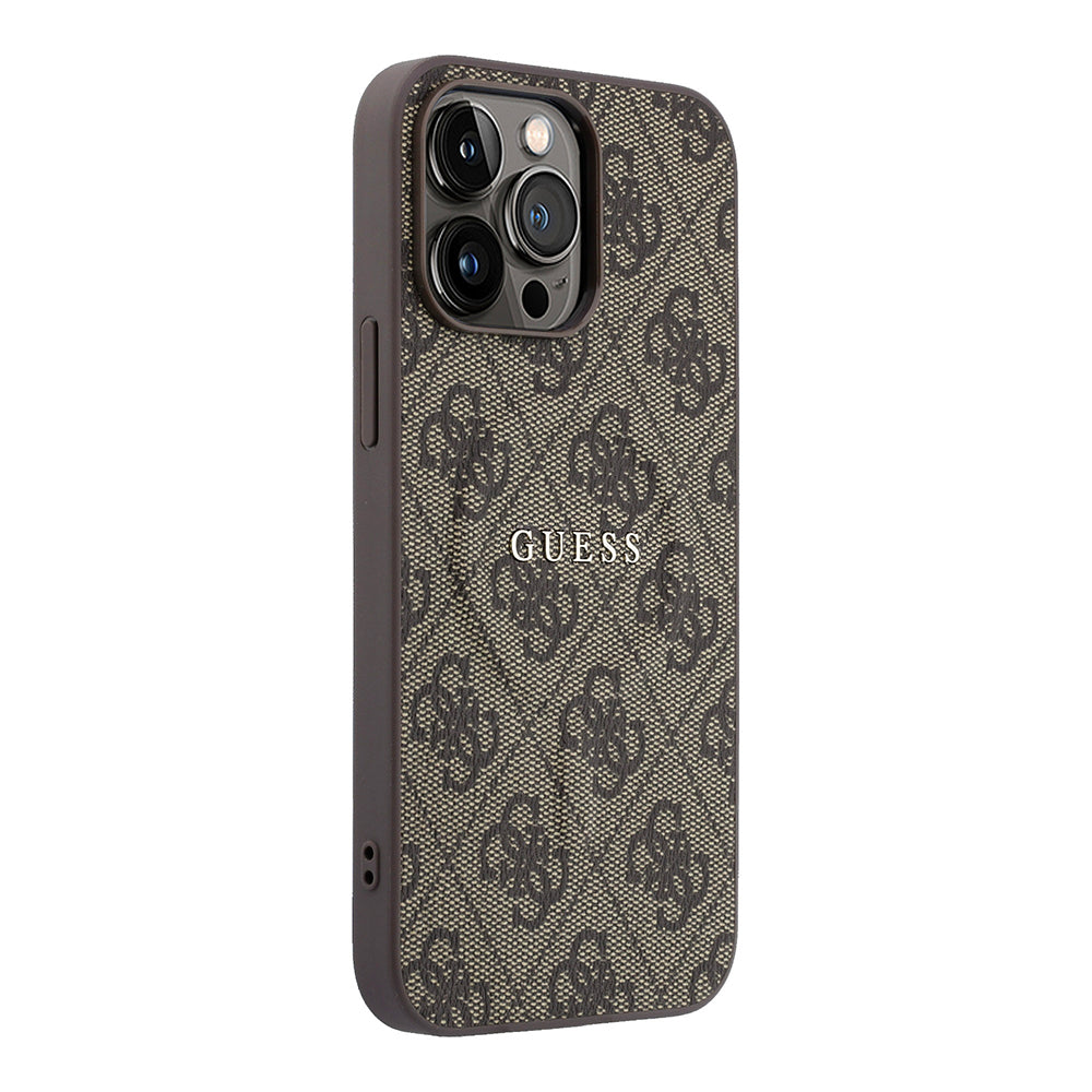 iPhone 15 Pro Max Kılıf Guess Orijinal Lisanslı M-safe Kabartmalı 4G Desenli Yazı Logolu Kılıf