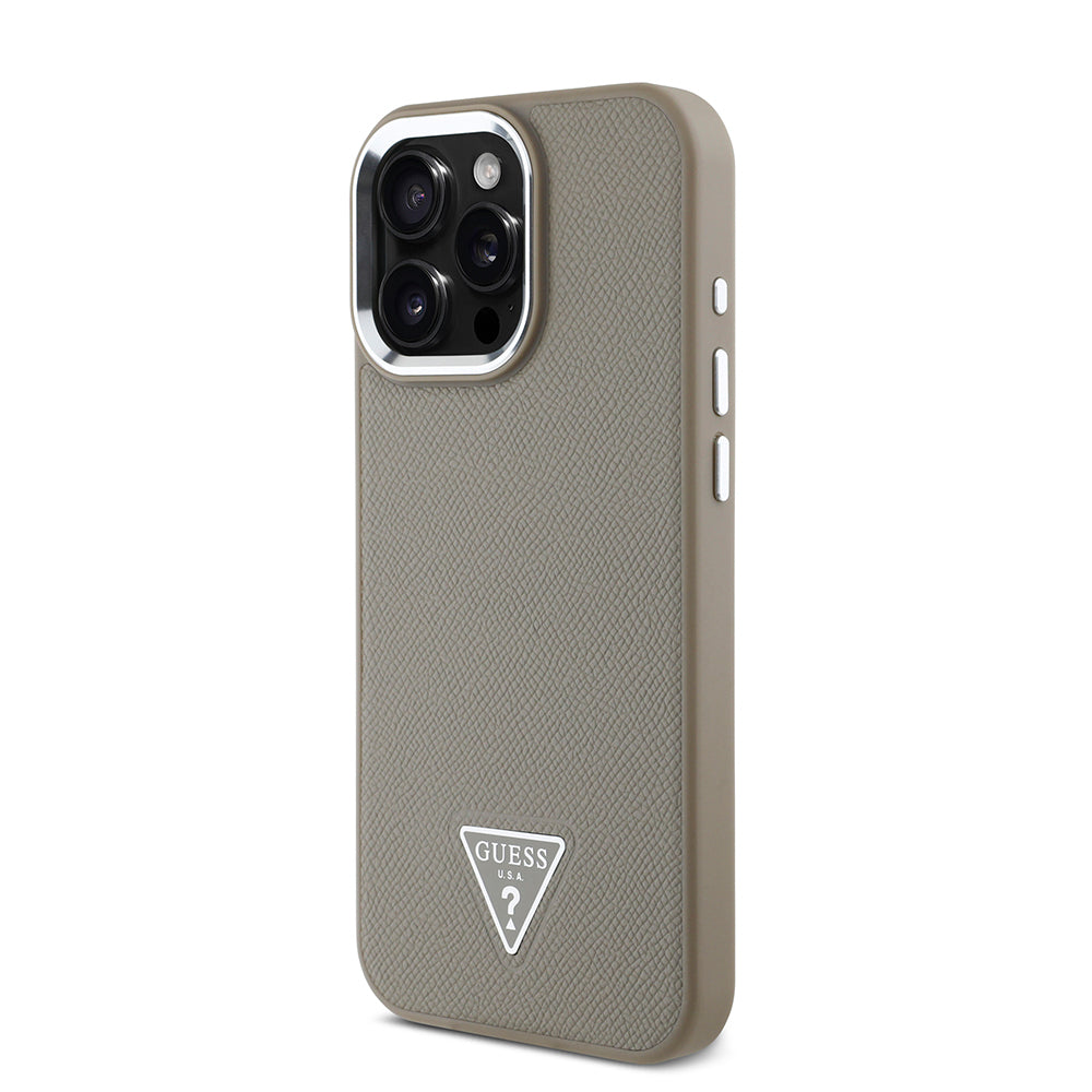 iPhone 15 Pro Max Kılıf Guess Orijinal Lisanslı M-safe Şarj Özellikli Grained Triangle Kılıf
