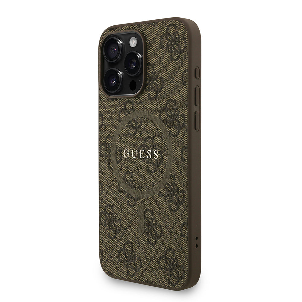 iPhone 15 Pro Max Kılıf Guess Orijinal Lisanslı M-safe Şarj Özellikli PU Deri Bilek Askı İpli Yazı Logolu Kılıf
