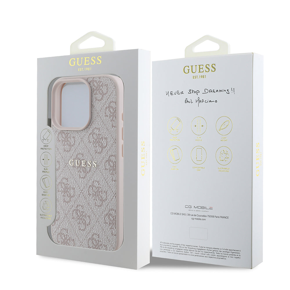 iPhone 15 Pro Max Kılıf Guess Orijinal Lisanslı M-safe Şarj Özellikli 4G Desen Yazı Logolu Kılıf