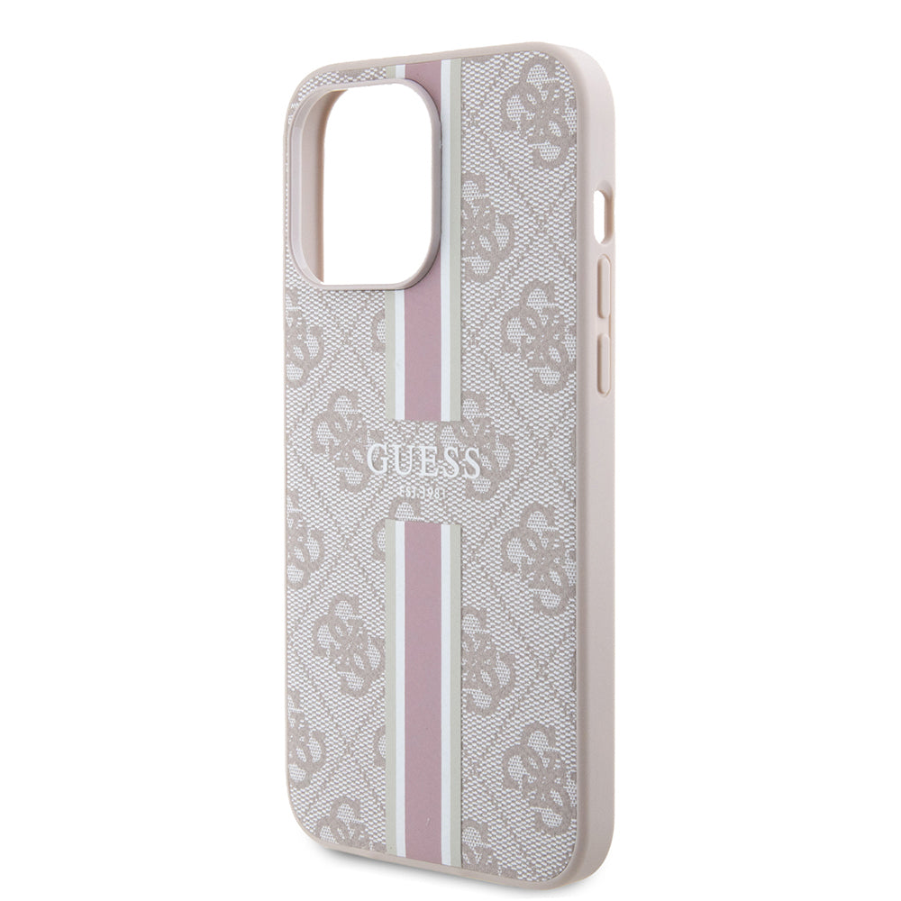 iPhone 15 Pro Max Kılıf Guess Orijinal Lisanslı M-safe Şarj Özellikli 4G Şerit Tasarımlı Printed Kılıf