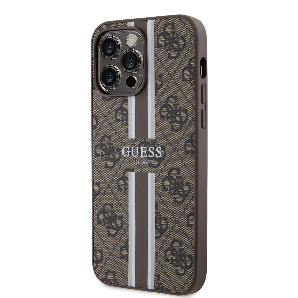 iPhone 15 Pro Max Kılıf Guess Orijinal Lisanslı M-safe Şarj Özellikli 4G Şerit Tasarımlı Printed Kılıf