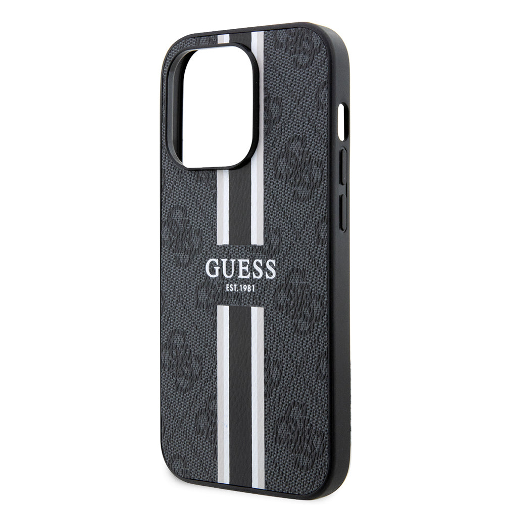 iPhone 15 Pro Max Kılıf Guess Orijinal Lisanslı M-safe Şarj Özellikli 4G Şerit Tasarımlı Printed Kılıf