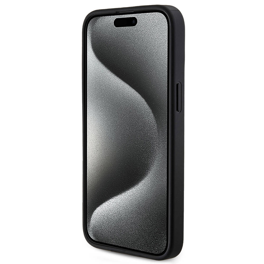 iPhone 15 Pro Max Kılıf Guess Orijinal Lisanslı M-safe Şarj Özellikli PU Halkalı 4G Desenli Yazı Logolu Kılıf