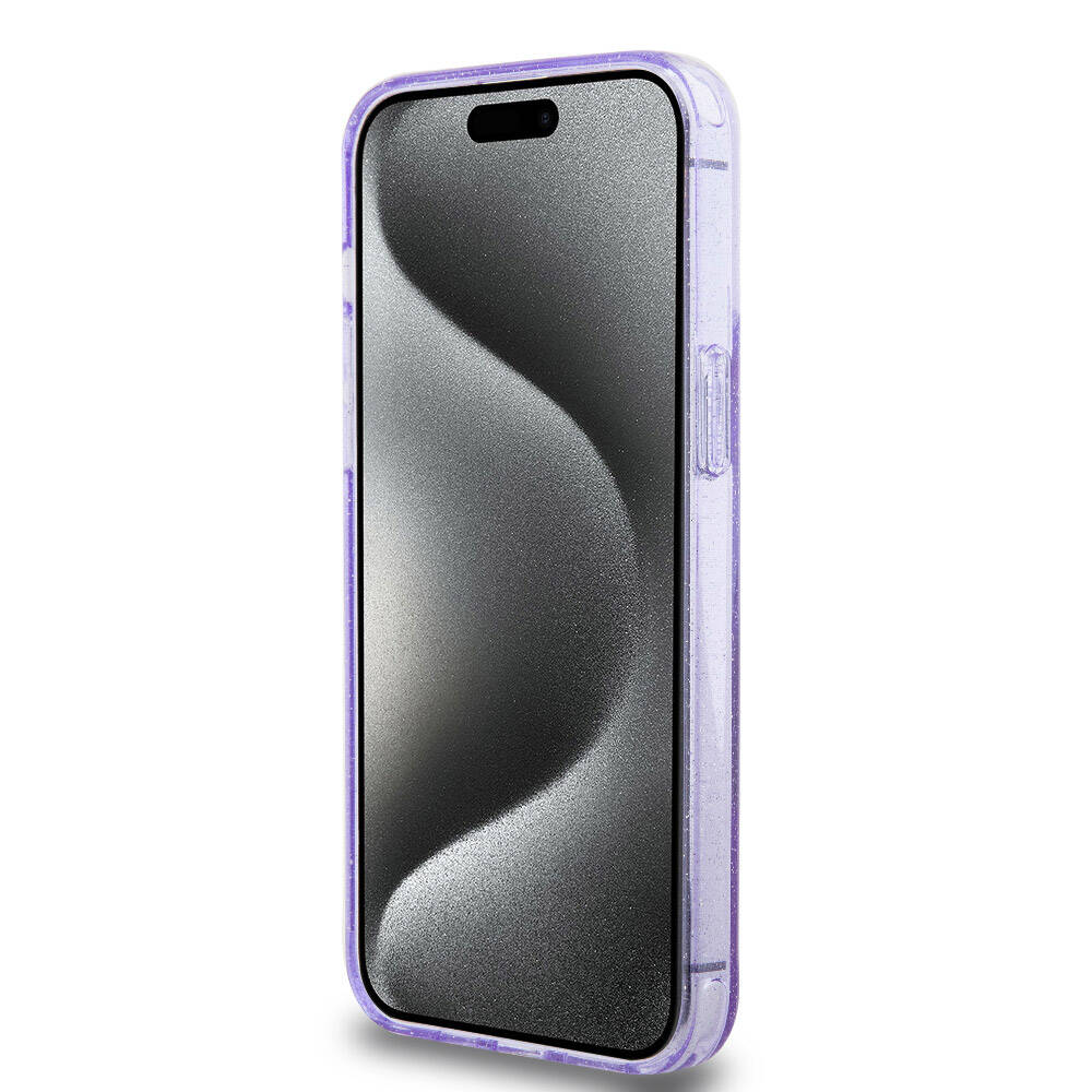 iPhone 15 Pro Max Kılıf Guess Orijinal Lisanslı M-safe Şarj Özellikli Simli Arka Yüzey Ring Standlı Kılıf
