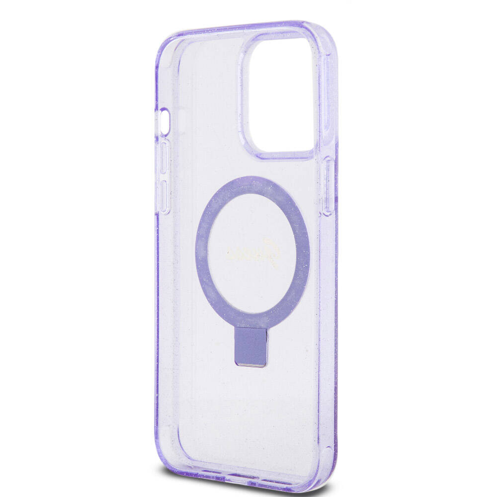 iPhone 15 Pro Max Kılıf Guess Orijinal Lisanslı M-safe Şarj Özellikli Simli Arka Yüzey Ring Standlı Kılıf