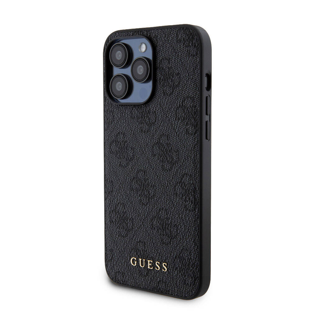 iPhone 15 Pro Max Kılıf Guess Orijinal Lisanslı M-safe Şarj Özellikli Yazı Logolu 4G Desenli Kılıf + Powerbank 5000mAh 2in1 Set