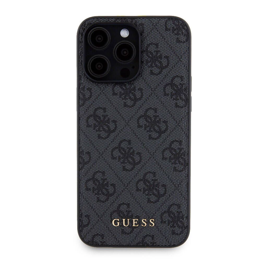 iPhone 15 Pro Max Kılıf Guess Orijinal Lisanslı M-safe Şarj Özellikli Yazı Logolu 4G Desenli Kılıf + Powerbank 5000mAh 2in1 Set