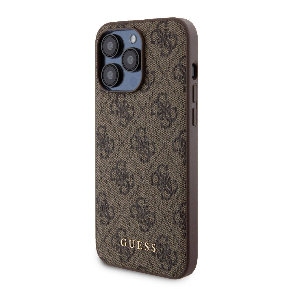 iPhone 15 Pro Max Kılıf Guess Orijinal Lisanslı M-safe Şarj Özellikli Yazı Logolu 4G Desenli Kılıf + Powerbank 5000mAh 2in1 Set