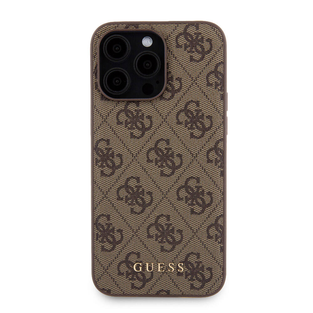 iPhone 15 Pro Max Kılıf Guess Orijinal Lisanslı M-safe Şarj Özellikli Yazı Logolu 4G Desenli Kılıf + Powerbank 5000mAh 2in1 Set