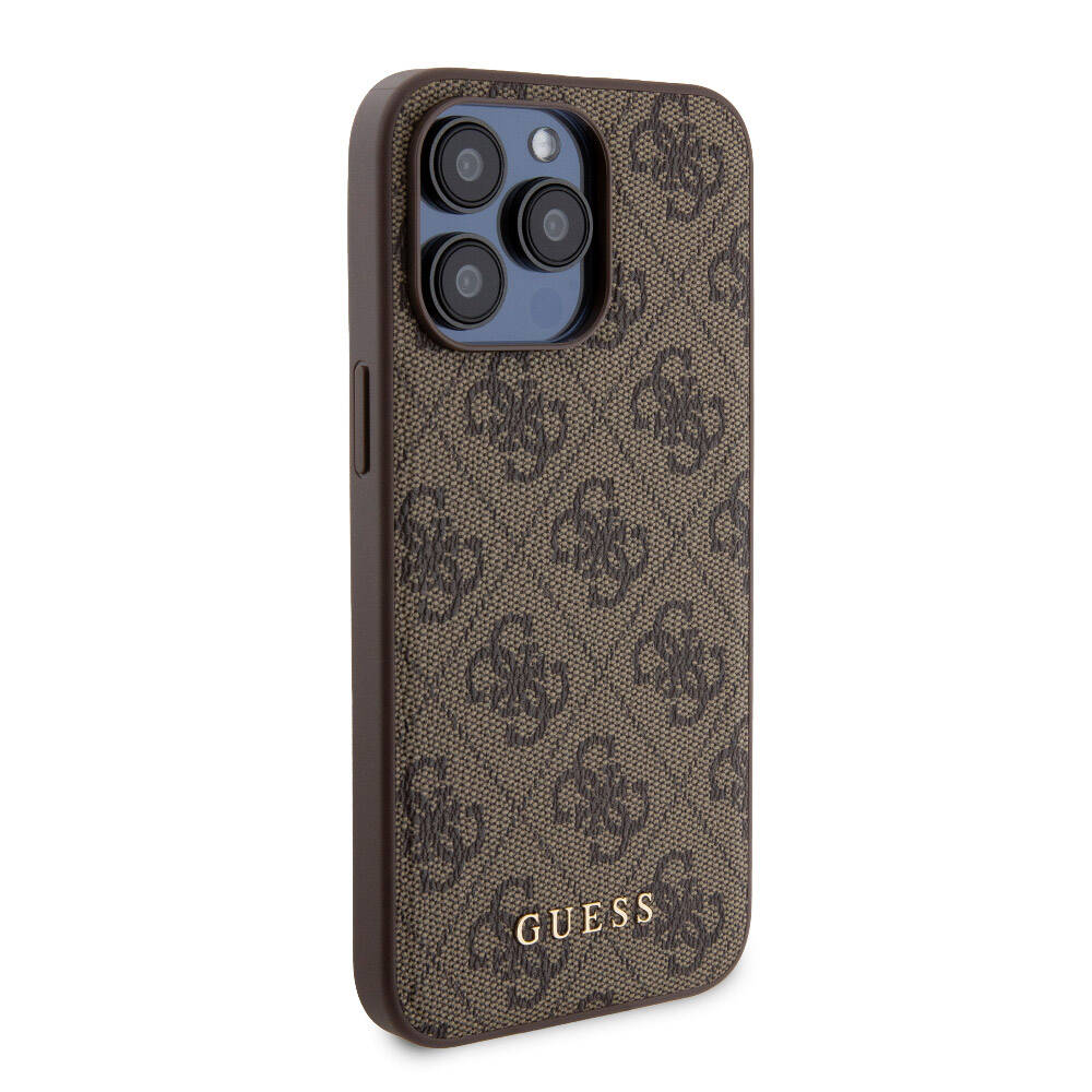 iPhone 15 Pro Max Kılıf Guess Orijinal Lisanslı M-safe Şarj Özellikli Yazı Logolu 4G Desenli Kılıf + Powerbank 5000mAh 2in1 Set