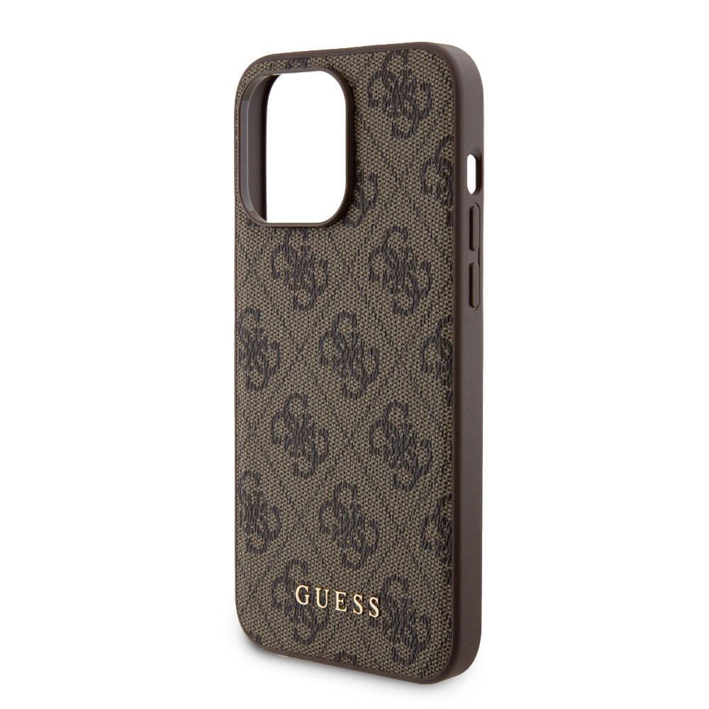 iPhone 15 Pro Max Kılıf Guess Orijinal Lisanslı M-safe Şarj Özellikli Yazı Logolu 4G Desenli Kılıf + Powerbank 5000mAh 2in1 Set