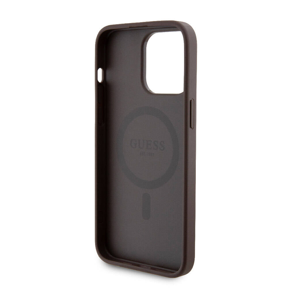 iPhone 15 Pro Max Kılıf Guess Orijinal Lisanslı M-safe Şarj Özellikli Yazı Logolu 4G Desenli Kılıf + Powerbank 5000mAh 2in1 Set