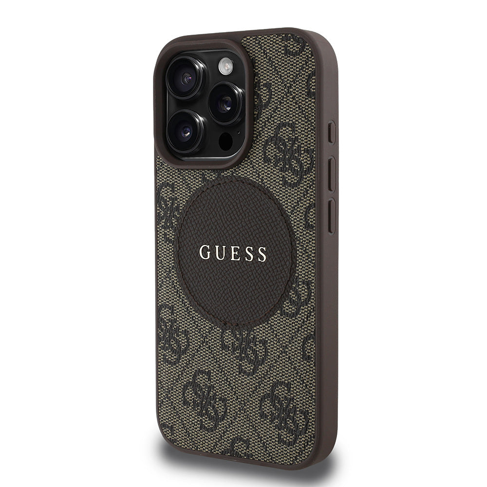 iPhone 15 Pro Max Kılıf Guess Orijinal Lisanslı M-safe Şarj Özellikli Yazı Logolu Circle Classic Kılıf