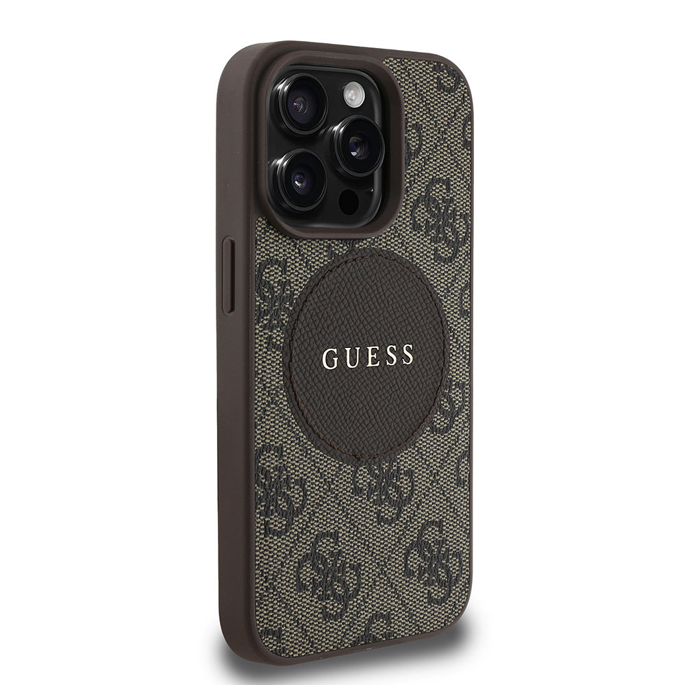 iPhone 15 Pro Max Kılıf Guess Orijinal Lisanslı M-safe Şarj Özellikli Yazı Logolu Circle Classic Kılıf