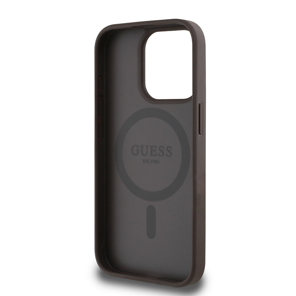 iPhone 15 Pro Max Kılıf Guess Orijinal Lisanslı M-safe Şarj Özellikli Yazı Logolu Circle Classic Kılıf