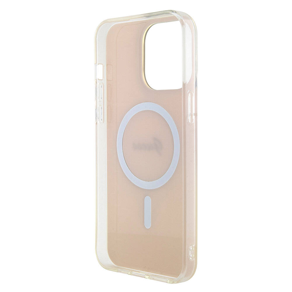 iPhone 15 Pro Max Kılıf Guess Orijinal Lisanslı M-safe Şarj Özellikli Yazı Logolu Iridescent Kılıf