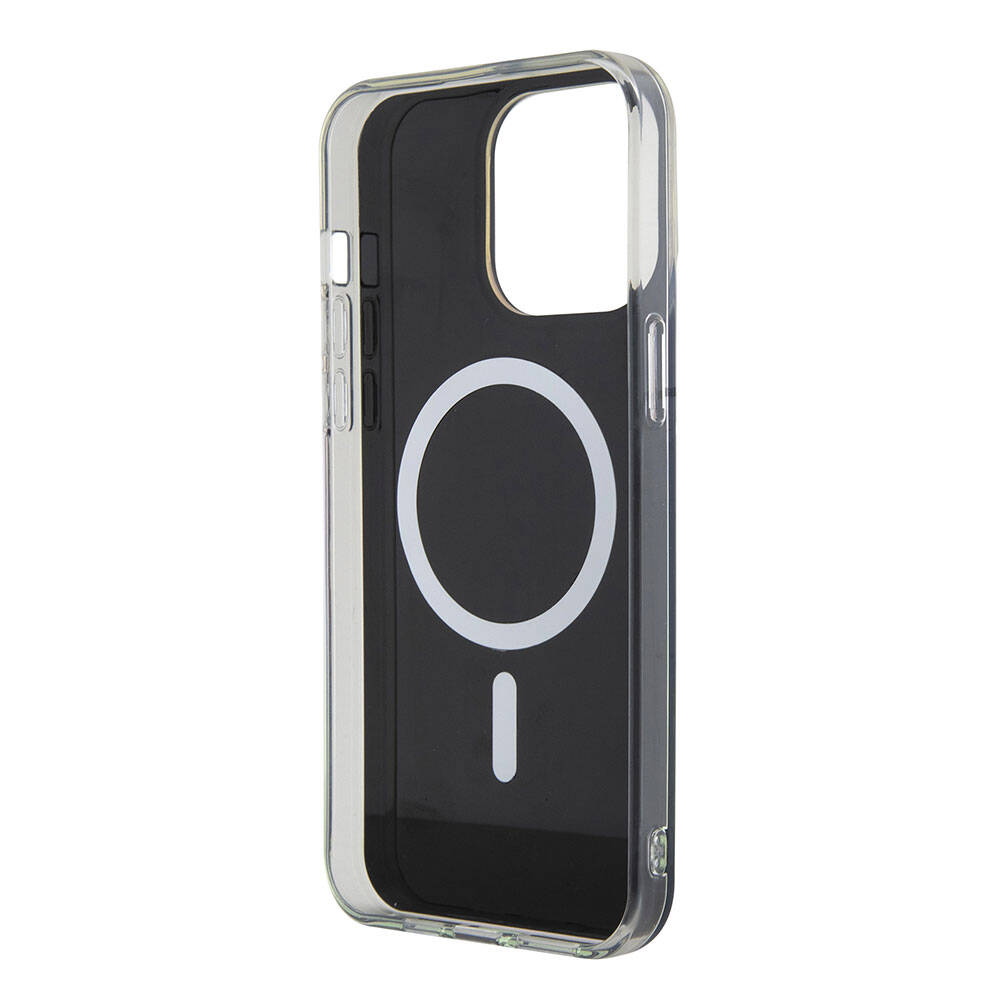 iPhone 15 Pro Max Kılıf Guess Orijinal Lisanslı M-safe Şarj Özellikli Yazı Logolu Iridescent Kılıf